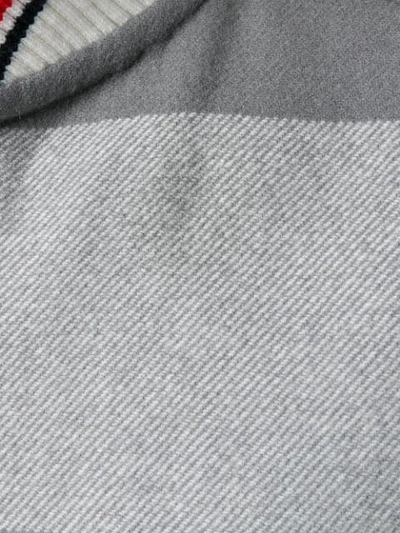 THOM BROWNE 麦尔登呢橄榄球条纹厚实背部双面贴片口袋衬衫短夹克 - 灰色