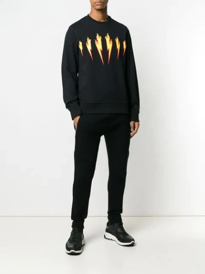 Shop Neil Barrett Thunder Flames Sweatshirt In Black