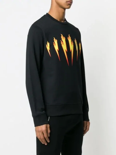 Shop Neil Barrett Thunder Flames Sweatshirt In Black