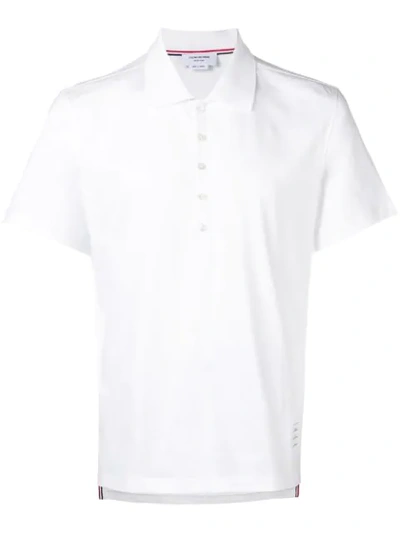 Shop Thom Browne Classic Button Polo Shirt In White
