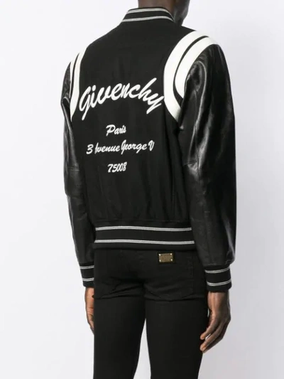 Shop Givenchy Embroidered Logo Bomber Jacket In Black ,white