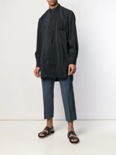 Shop Lemaire Mandarin Neck Shirt In Black