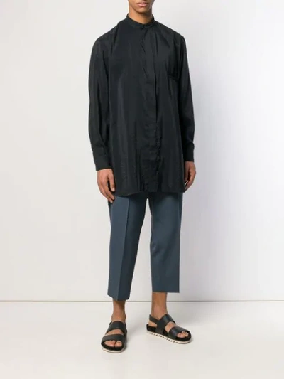 Shop Lemaire Mandarin Neck Shirt In Black
