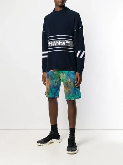 Shop Off-white Paint-effect Shorts In Blue ,orange