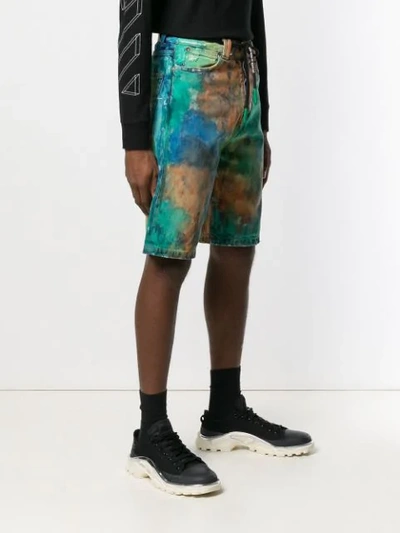 Shop Off-white Paint-effect Shorts In Blue ,orange