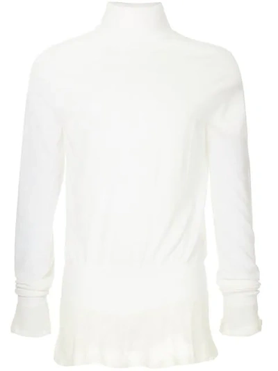 Shop Sacai Roll Neck Sweater In White