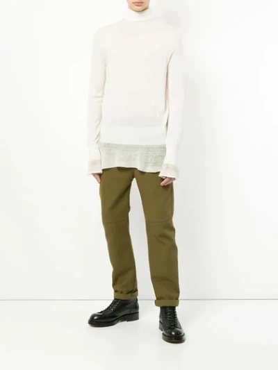 Shop Sacai Roll Neck Sweater In White