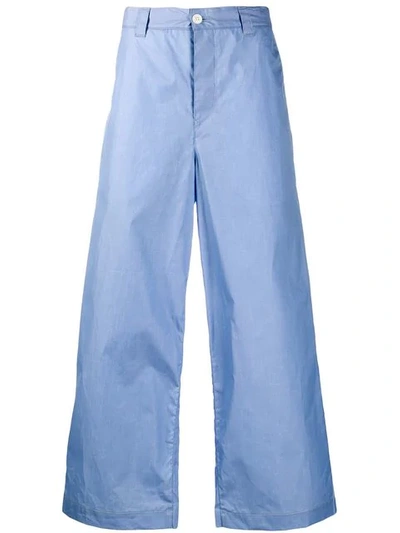 Shop Sunnei Wide Leg Trousers In Blue