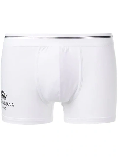 Shop Dolce & Gabbana Crown Logo Boxers - White