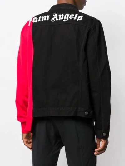 Shop Palm Angels Hybrid Track Denim Jacket In Black ,red