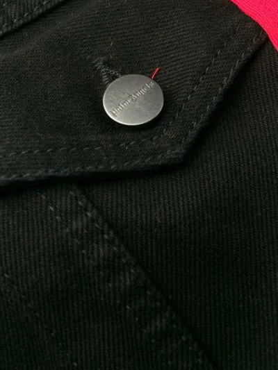 Shop Palm Angels Hybrid Track Denim Jacket In Black ,red