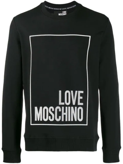 Shop Love Moschino Logo Plaque Sweatshirt In Black