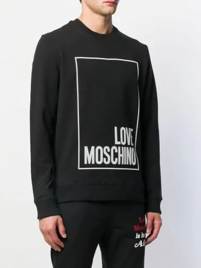 Shop Love Moschino Logo Plaque Sweatshirt In Black