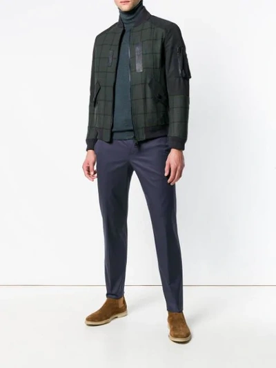 Shop Etro Checked Bomber Jacket In Green