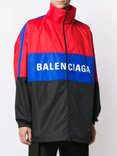 Shop Balenciaga Logo Wind Breaker In Red
