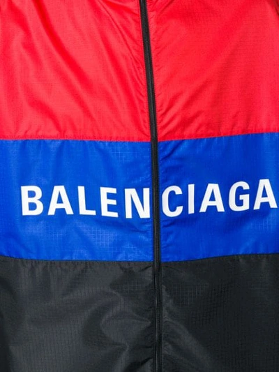 Shop Balenciaga Logo Wind Breaker In Red