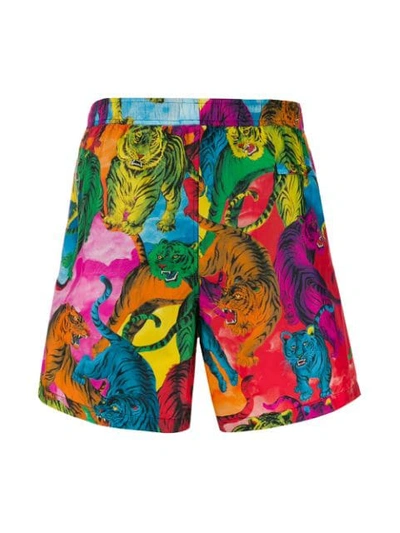 Shop Valentino Tiger Print Swim Shorts In Green