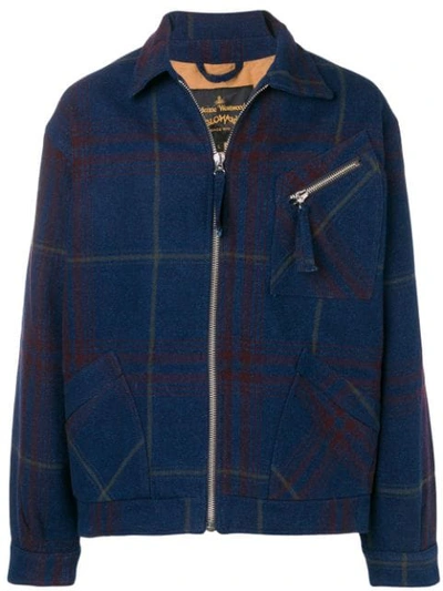 Shop Vivienne Westwood Anglomania Check Overshirt Jacket In Blue