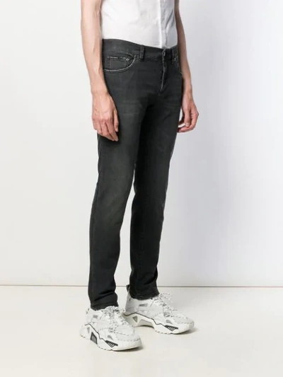 Shop Dolce & Gabbana Logo Plaque Skinny Jeans In Grey
