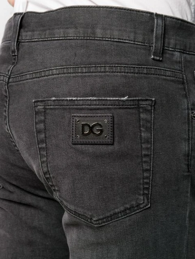 Shop Dolce & Gabbana Logo Plaque Skinny Jeans In Grey