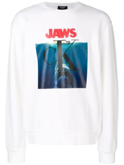 Shop Calvin Klein 205w39nyc Jaws Logo Sweatshirt In White