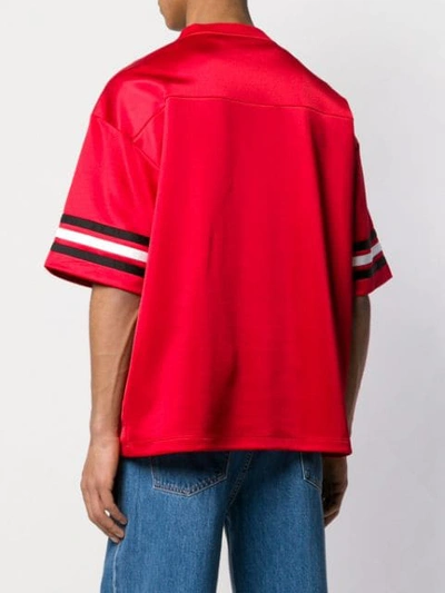 Shop Versace Logo Print Baseball T-shirt - Red