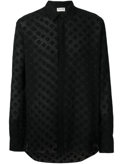 Shop Saint Laurent Printed Casual Shirt In Black