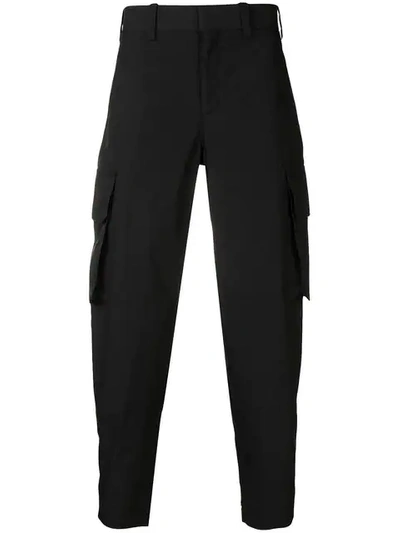 Shop Neil Barrett Cargo Pocket Trousers In Black