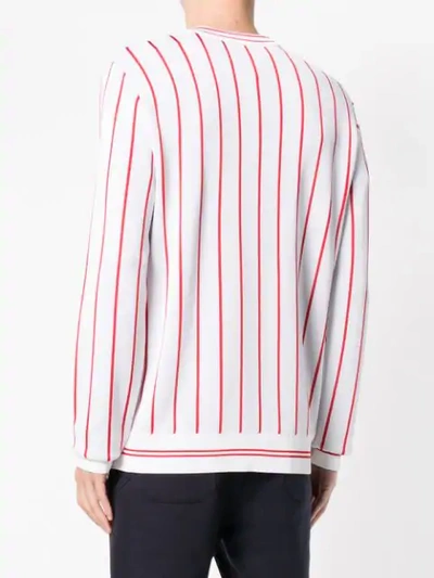 Shop Balmain Striped Jacquard Logo Sweatshirt - White