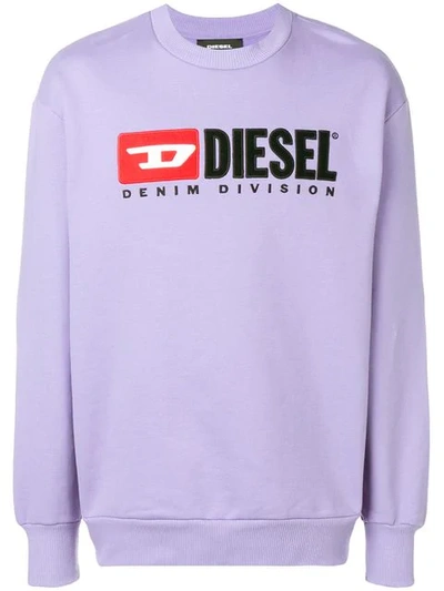 Shop Diesel Logo Sweatshirt In Purple