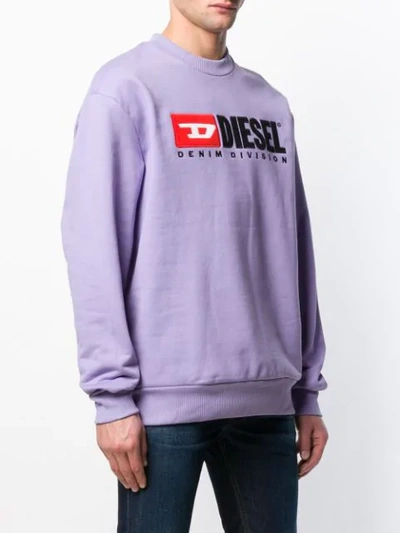 Shop Diesel Logo Sweatshirt In Purple
