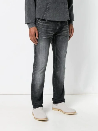 Saint Laurent Faded Straight-leg Jeans In Black
