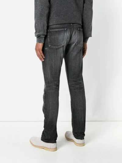Saint Laurent Faded Straight-leg Jeans In Black