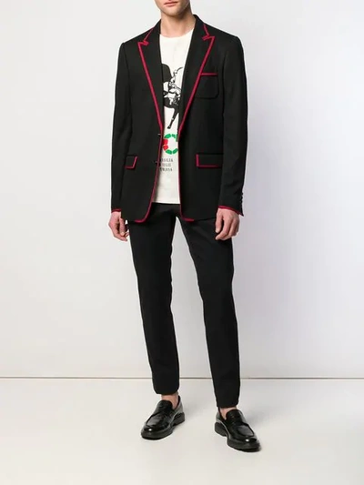 Shop Dolce & Gabbana Contrast Trim Blazer In Black