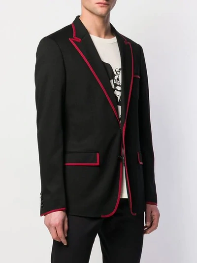 Shop Dolce & Gabbana Contrast Trim Blazer In Black