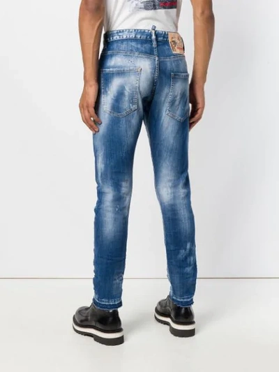 Shop Dsquared2 Bleached Denim Jeans In Blue