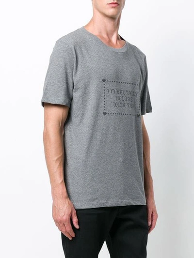 Shop Saint Laurent Brutally In Love With You T-shirt In Grey