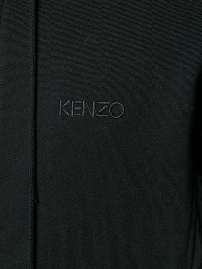 Shop Kenzo Embroidered Logo Zip Hoodie In Black