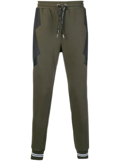 Shop Les Hommes Urban Patch Detail Track Pants In Green