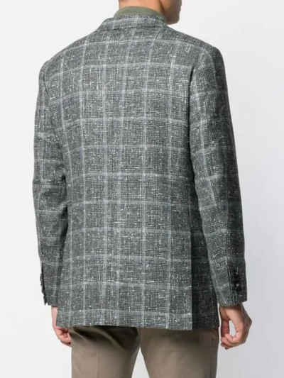 Shop Kiton Check Flecked Blazer Jacket In Grey