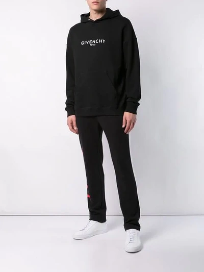 Shop Givenchy Paris Logo Vintage Hoodie In Black