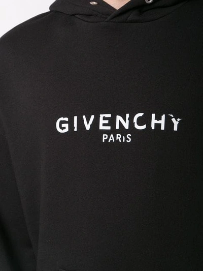 Shop Givenchy Paris Logo Vintage Hoodie In Black