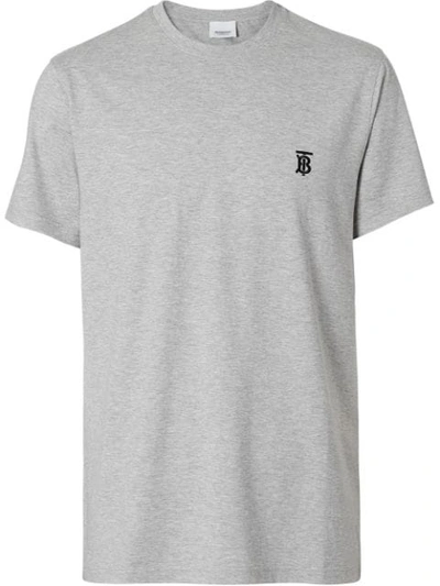 Shop Burberry Monogram Motif Cotton T-shirt In Grey