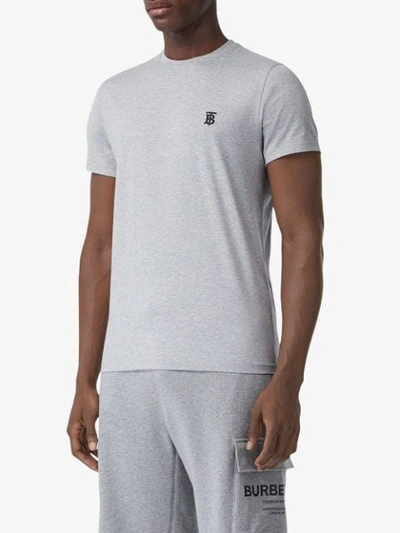 Shop Burberry Monogram Motif Cotton T-shirt In Grey