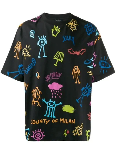 MARCELO BURLON COUNTY OF MILAN 素描印花T恤 - 黑色