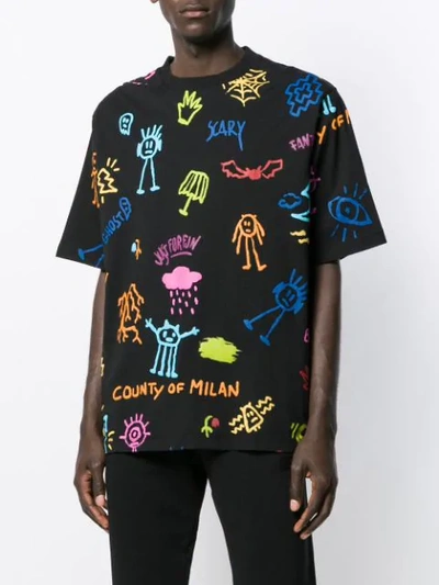 Shop Marcelo Burlon County Of Milan Sketch Print T-shirt In Black