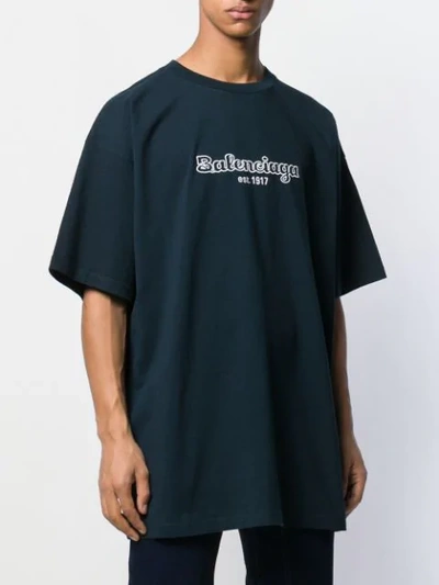 Shop Balenciaga Short-sleeved Oversized T-shirt In Blue