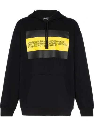 Shop Calvin Klein Jeans Est.1978 Front Flag Hoodie In Black