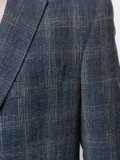 Shop Emporio Armani Checked Pattern Blazer In Blue