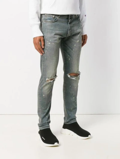 Shop Represent Slash Knee Slim-fit Jeans In Blue